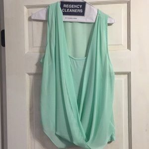 Mint chiffon draped shirt